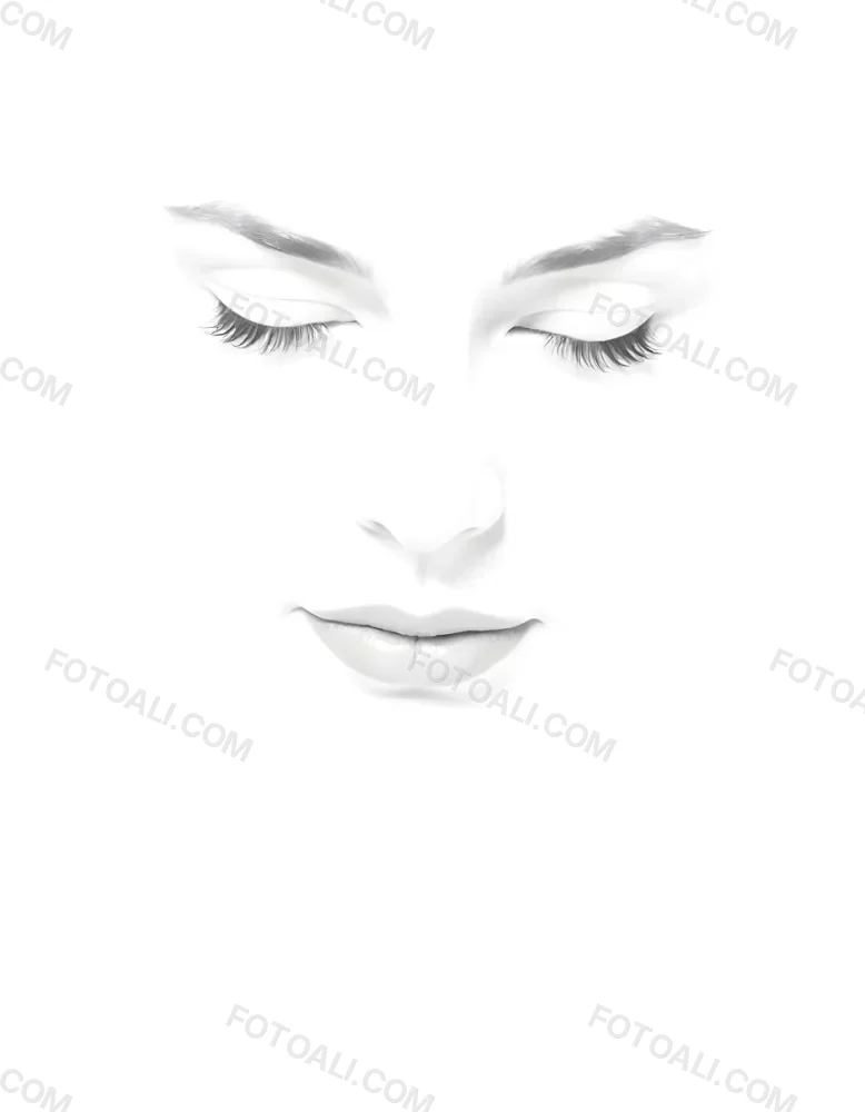 A White Woman 25 Years Old With Closed Eyes Dark Skin And Light Eyelashes In A White Background 66 1f85