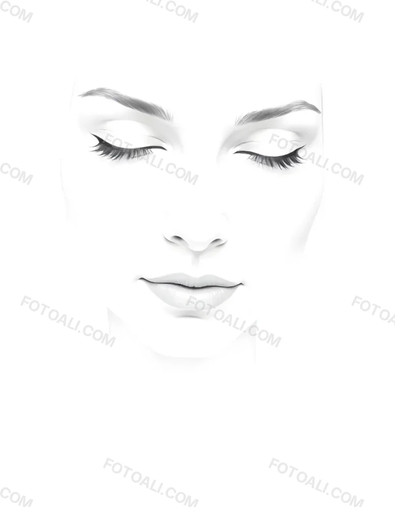A White Woman 25 Years Old With Closed Eyes Dark Skin And Light Eyelashes In A White Background 67 Dfe2