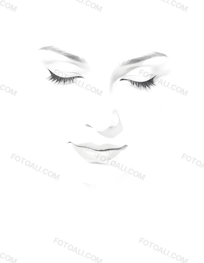 A White Woman 25 Years Old With Closed Eyes Dark Skin And Light Eyelashes In A White Background 7 4530