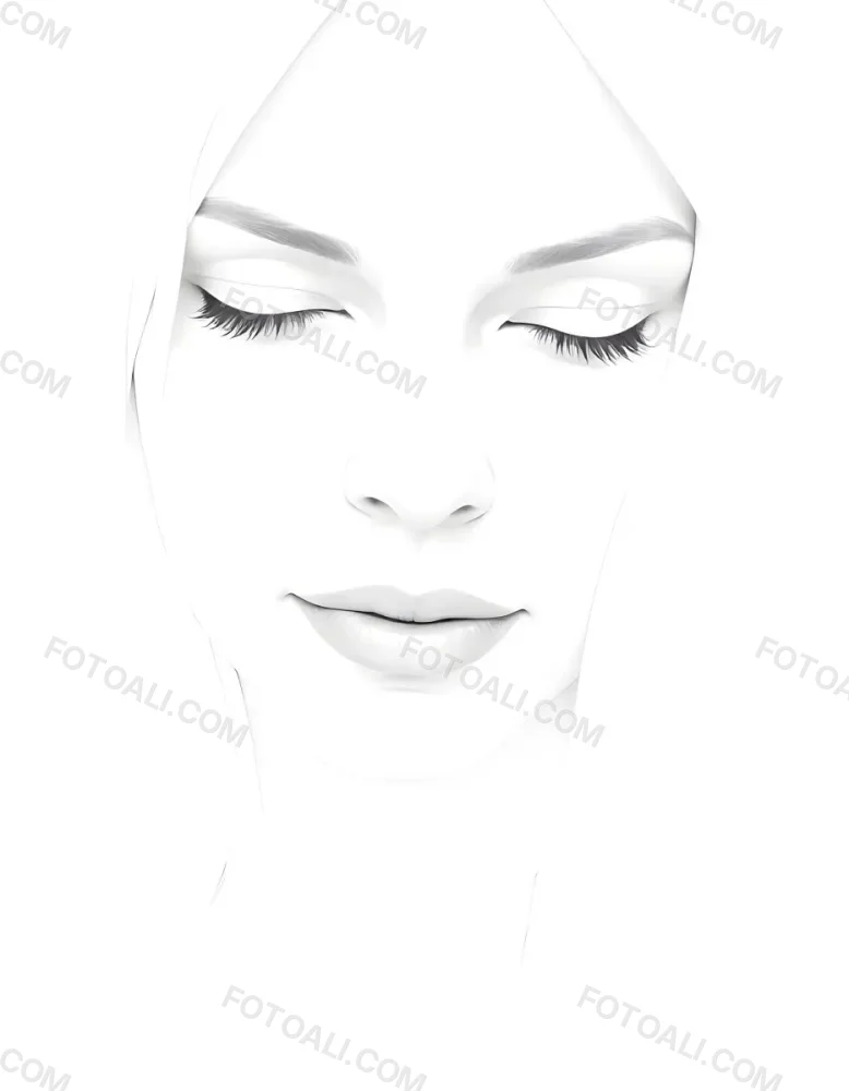 A White Woman 25 Years Old With Closed Eyes Dark Skin And Light Eyelashes In A White Background 70 4383