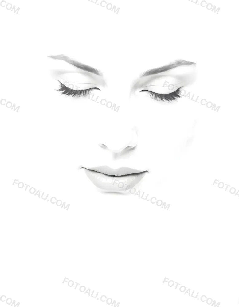 A White Woman 25 Years Old With Closed Eyes Dark Skin And Light Eyelashes In A White Background 8 8ea7