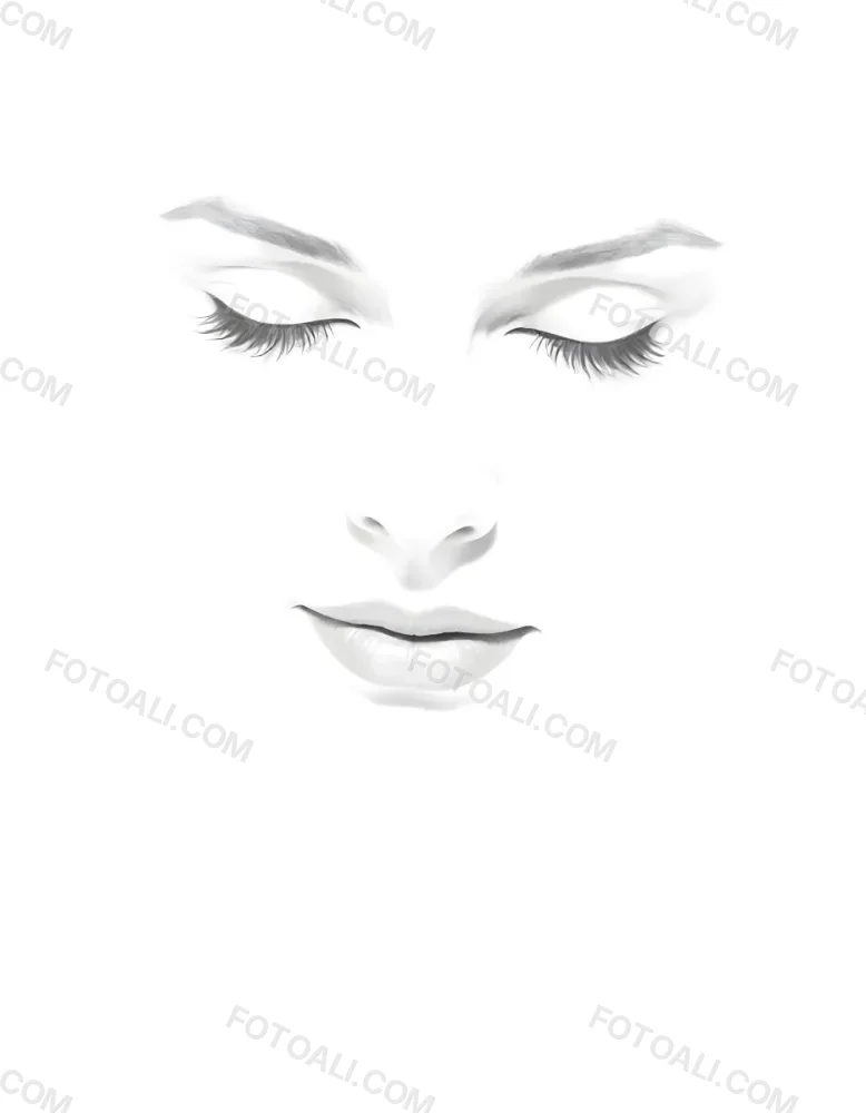 A White Woman 25 Years Old With Closed Eyes Dark Skin And Light Eyelashes In A White Background 9 1c8a
