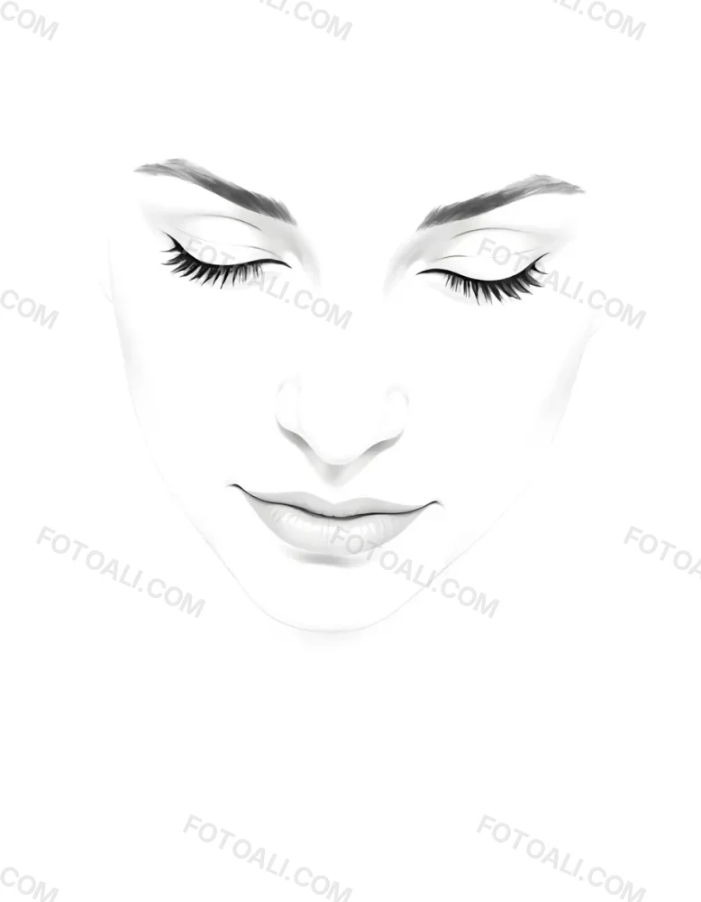 A White Woman 25 Years Old With Closed Eyes Dark Skin And Light Eyelashes In A White Background 9 Abd3