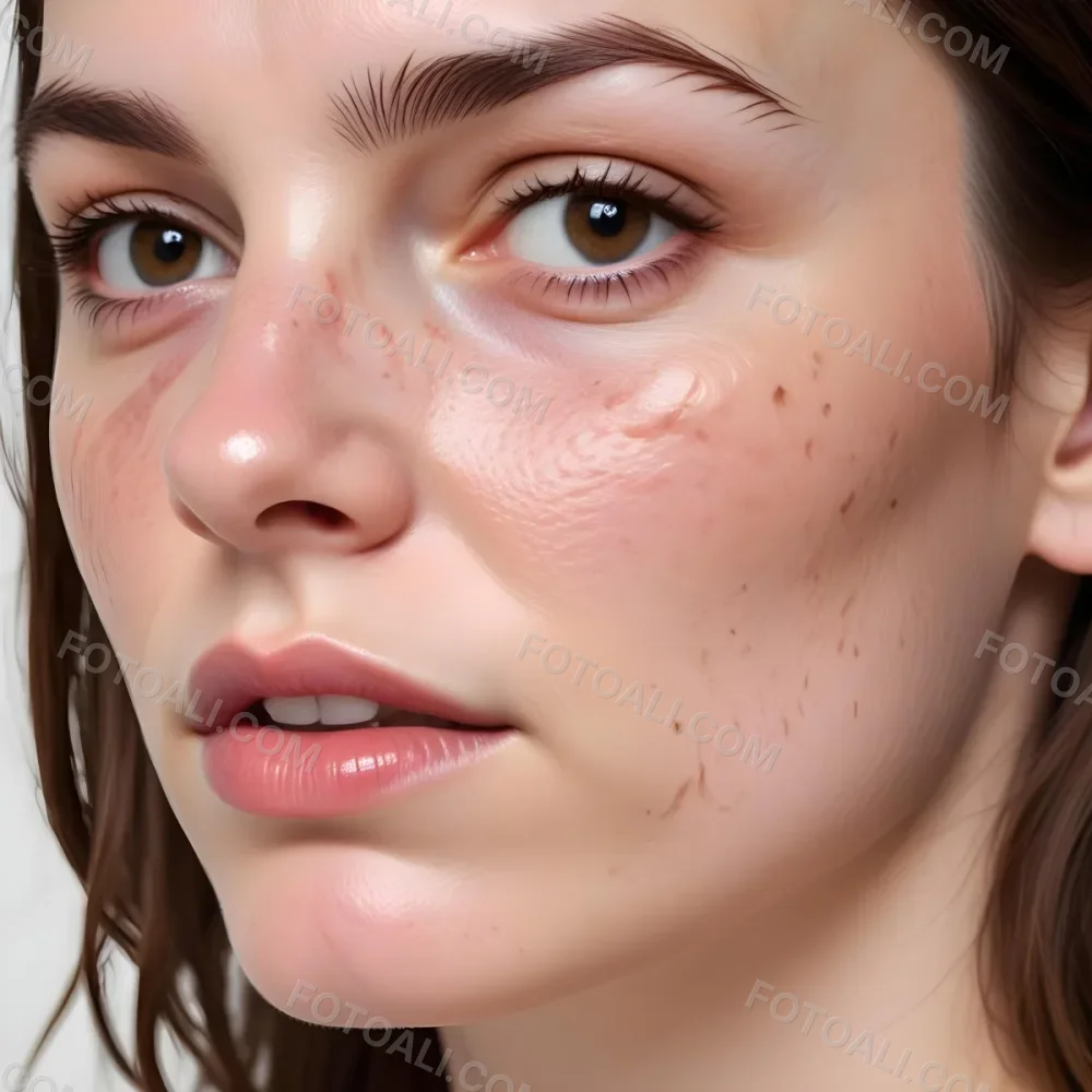 A White Woman Age 30 With Brown Hair Half Of Her Face Is Cracked In A White Background 11 Ac6b
