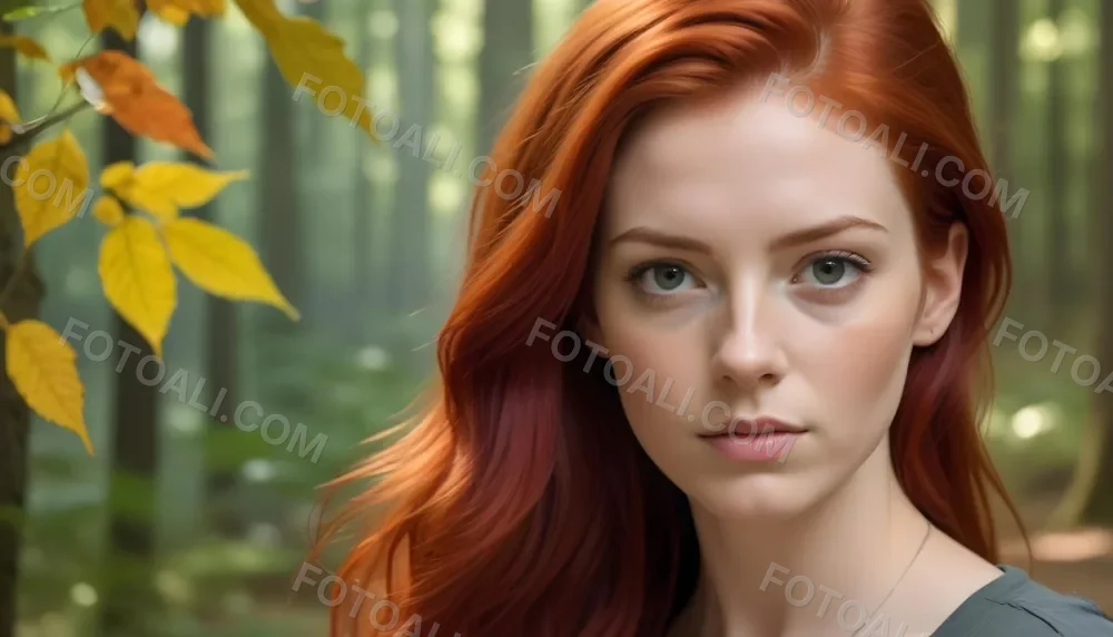 A White Woman With Red Hair 25 Years Old In A Forest 7 409e