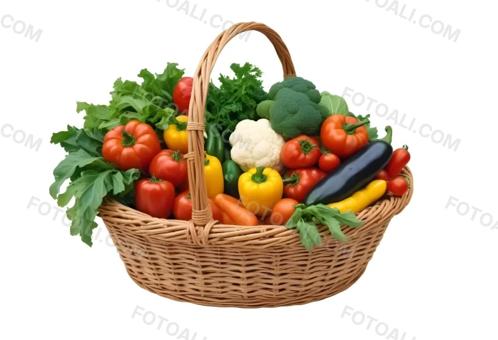 A Wicker Basket Filled With Various Fresh Vegetabl 58 E16f