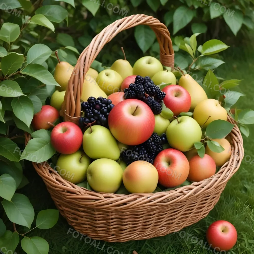 A Wicker Basket Filled With Various Ripe Fruits In 5 D2c4