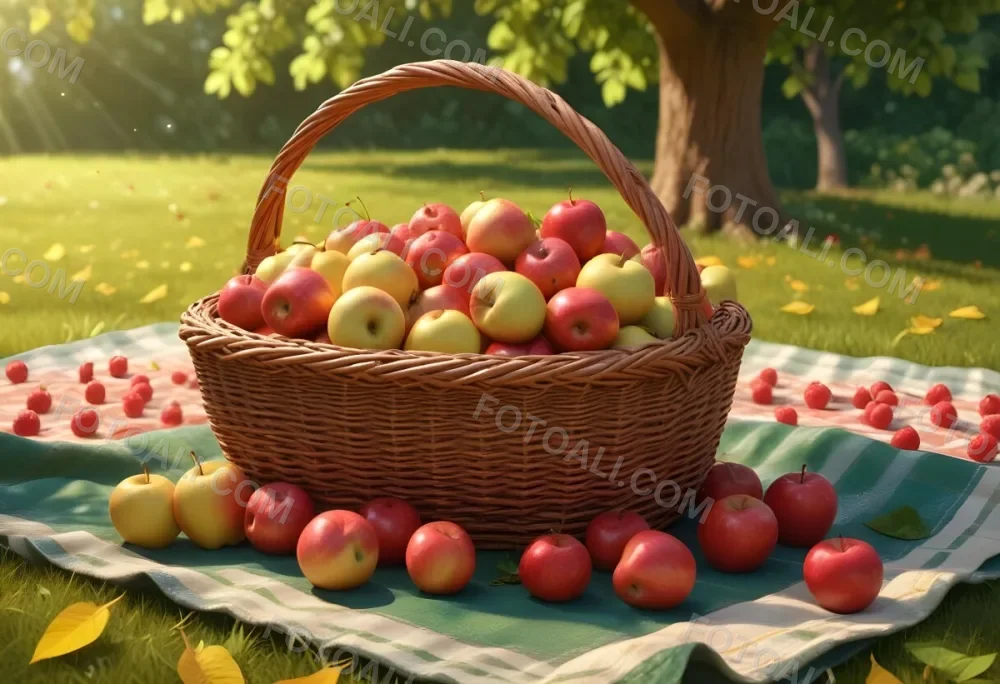 A Wicker Basket Filled With Various Ripe Fruits In 9 A1b1