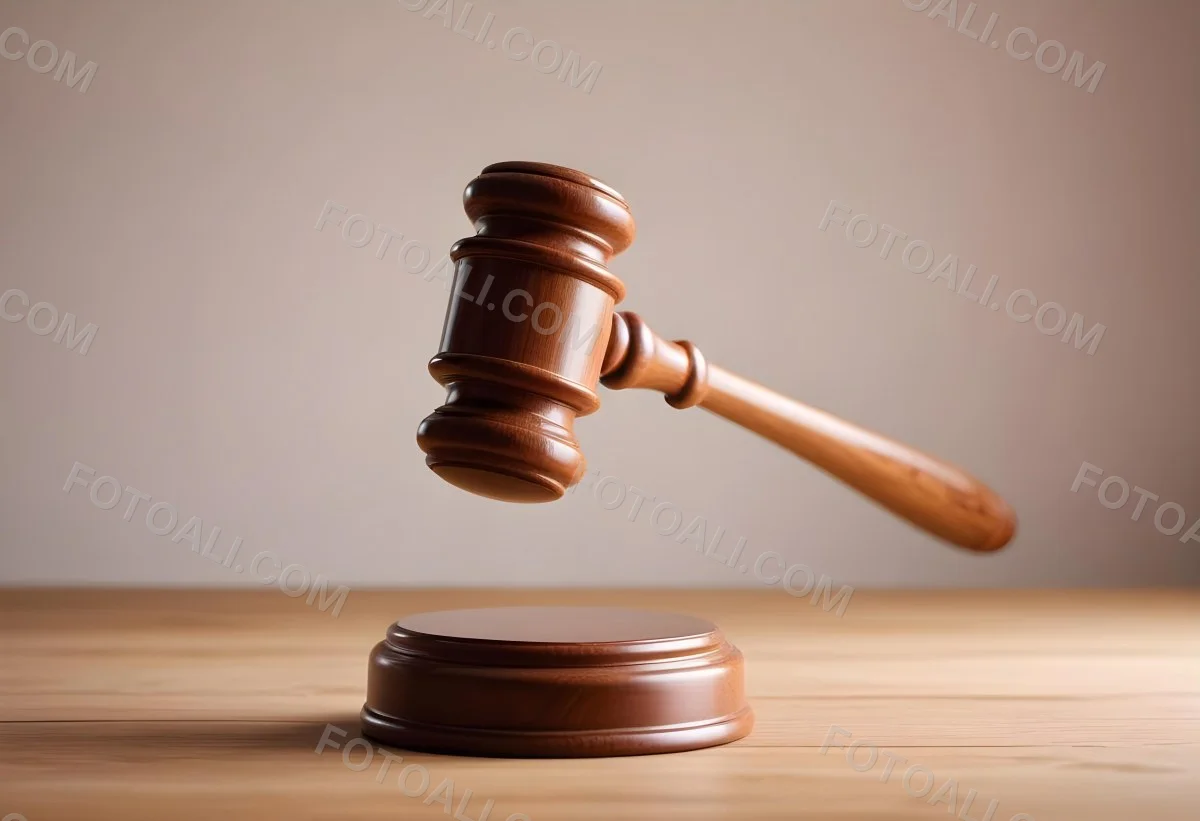 A Wooden Gavel On A Wooden Surface The Gavel Is Brown And Shiny The Background Is White And Blurred The Lighting Is Bright 2 6dd2