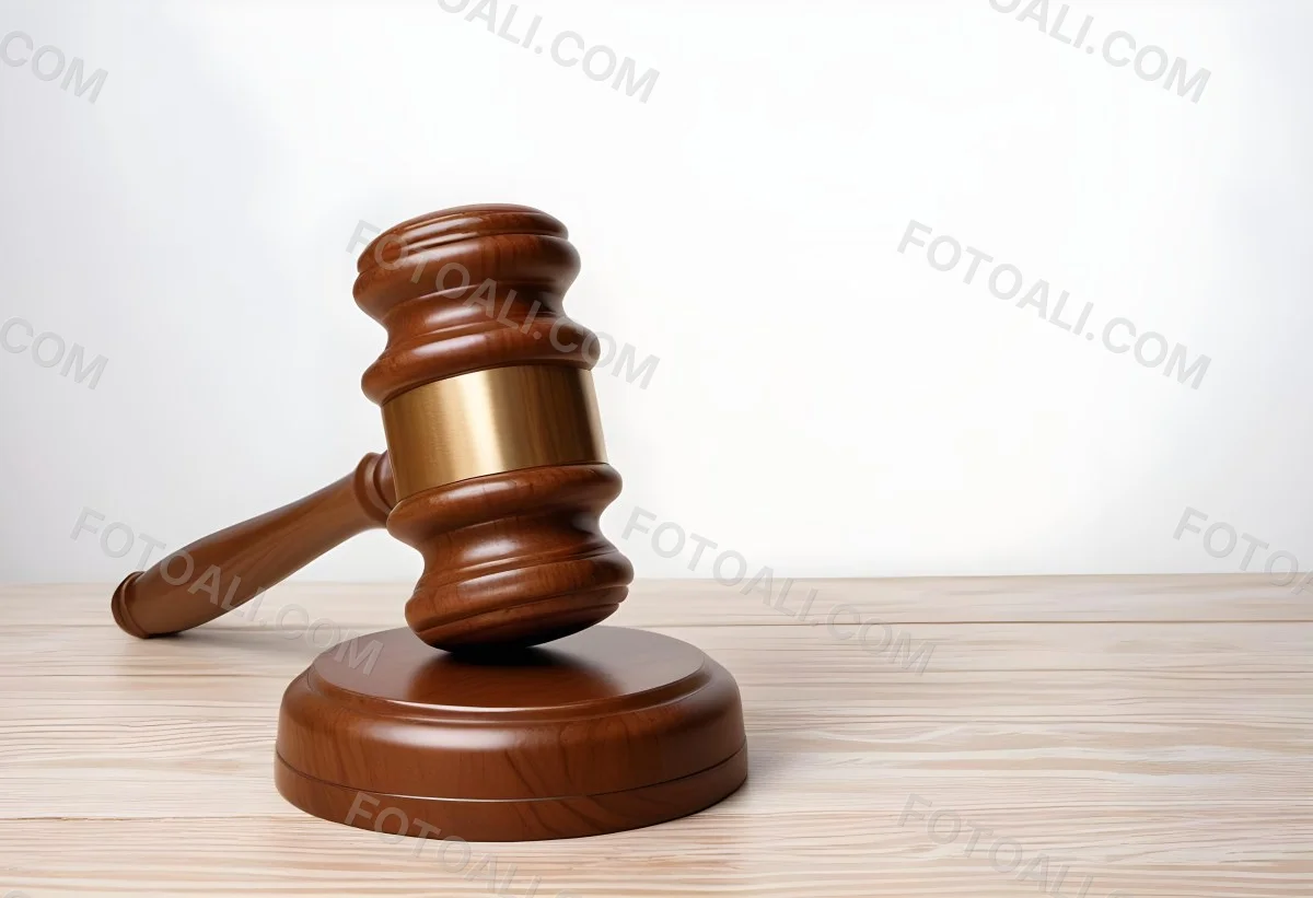 A Wooden Gavel On A Wooden Surface The Gavel Is Brown And Shiny The Background Is White And Blurred The Lighting Is Bright 20 E102
