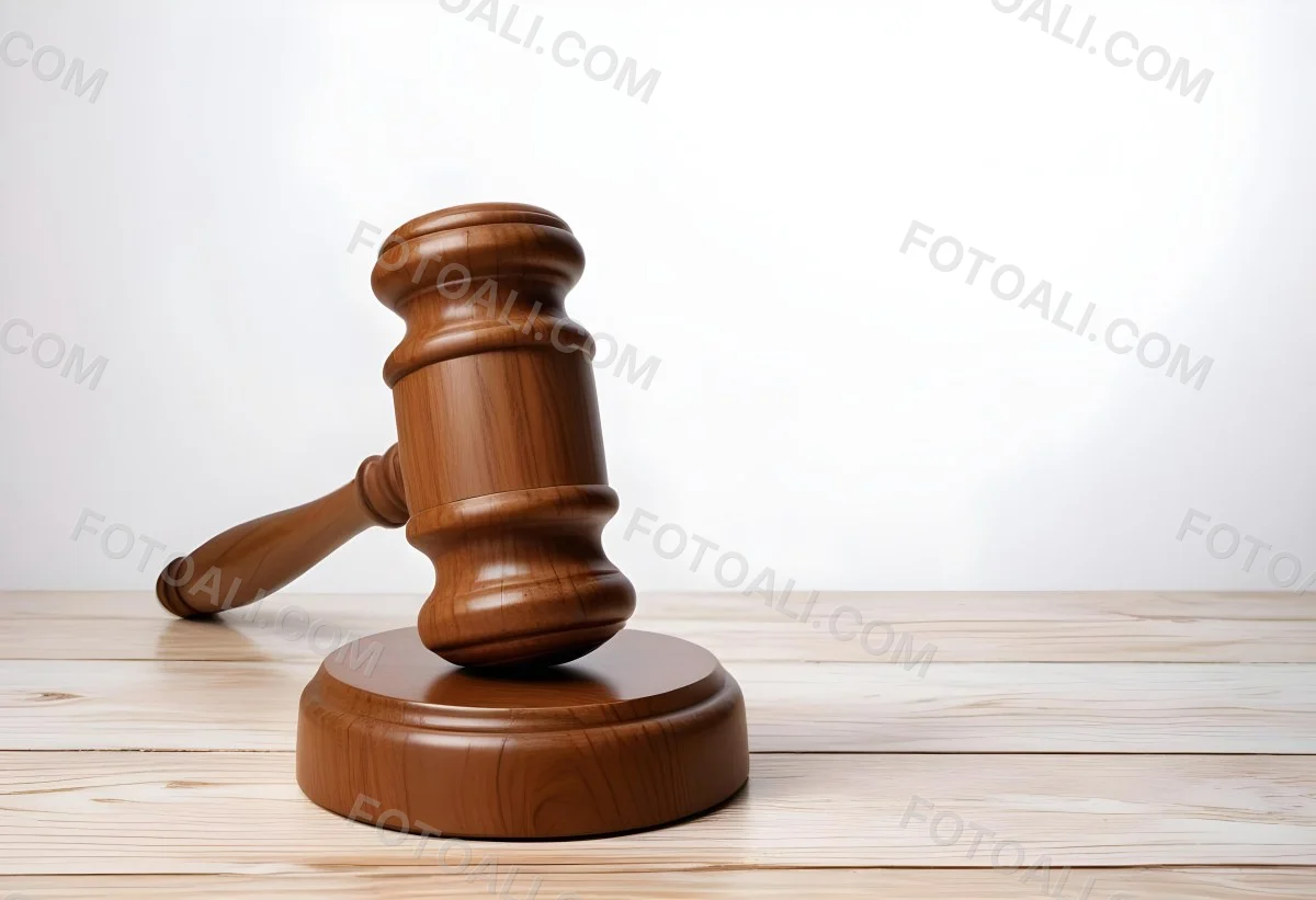 A Wooden Gavel On A Wooden Surface The Gavel Is Brown And Shiny The Background Is White And Blurred The Lighting Is Bright 23 32bf