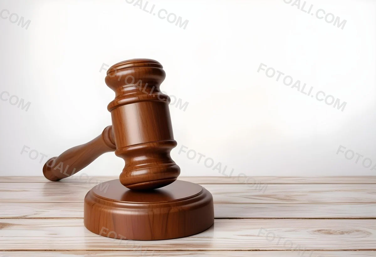 A Wooden Gavel On A Wooden Surface The Gavel Is Brown And Shiny The Background Is White And Blurred The Lighting Is Bright 26 Ea68