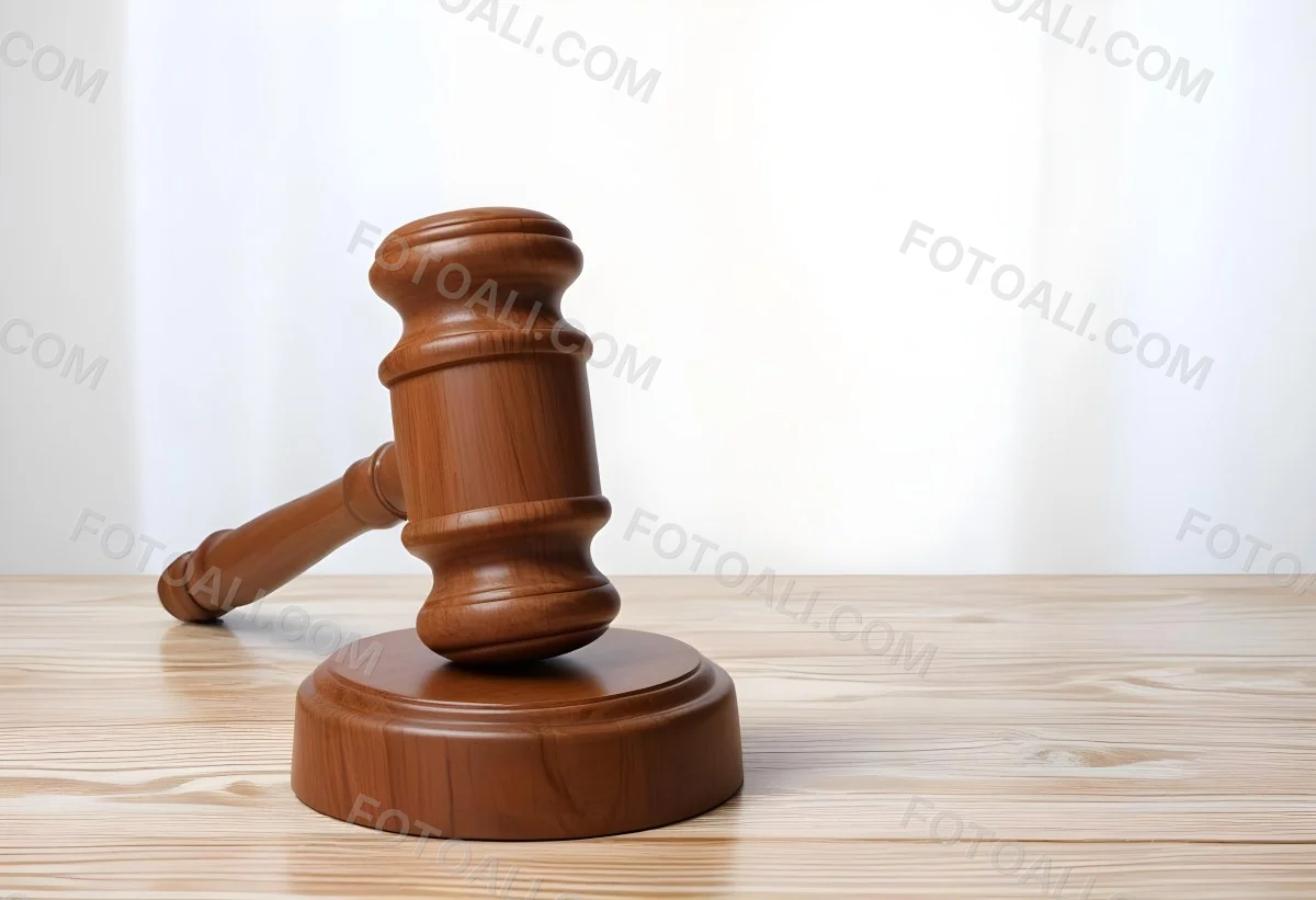 A Wooden Gavel On A Wooden Surface The Gavel Is Brown And Shiny The Background Is White And Blurred The Lighting Is Bright 28 E173
