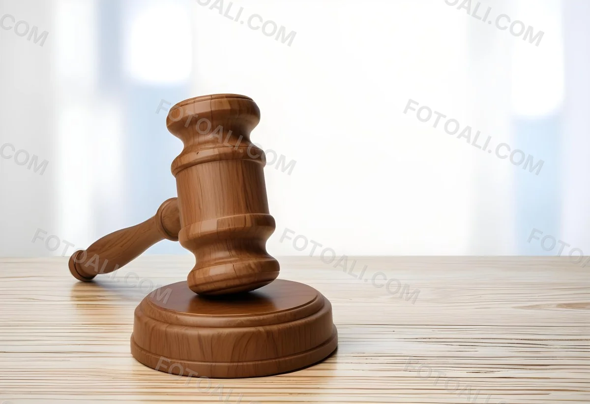 A Wooden Gavel On A Wooden Surface The Gavel Is Brown And Shiny The Background Is White And Blurred The Lighting Is Bright 31 42e2