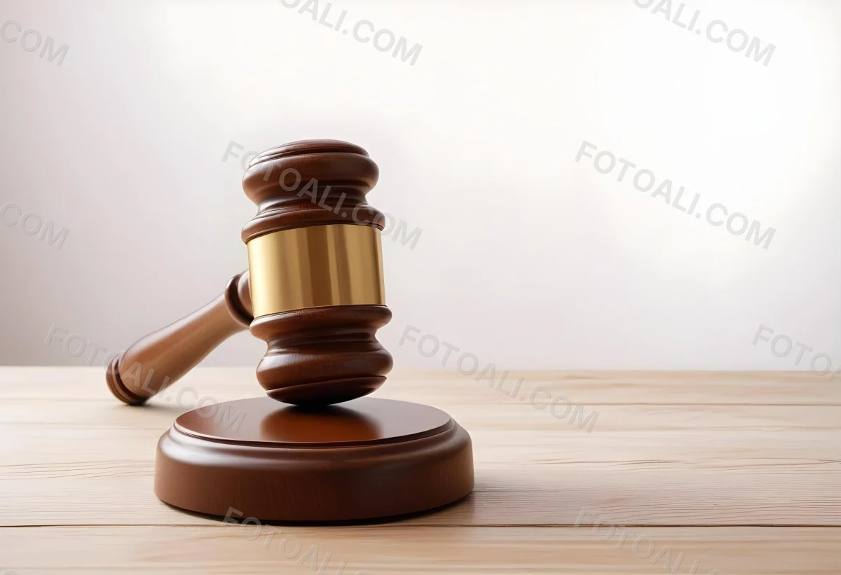A Wooden Gavel On A Wooden Surface The Gavel Is Brown And Shiny The Background Is White And Blurred The Lighting Is Bright 32 A60e