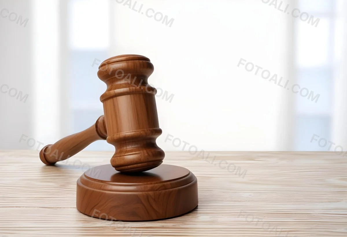 A Wooden Gavel On A Wooden Surface The Gavel Is Brown And Shiny The Background Is White And Blurred The Lighting Is Bright 33 5fea