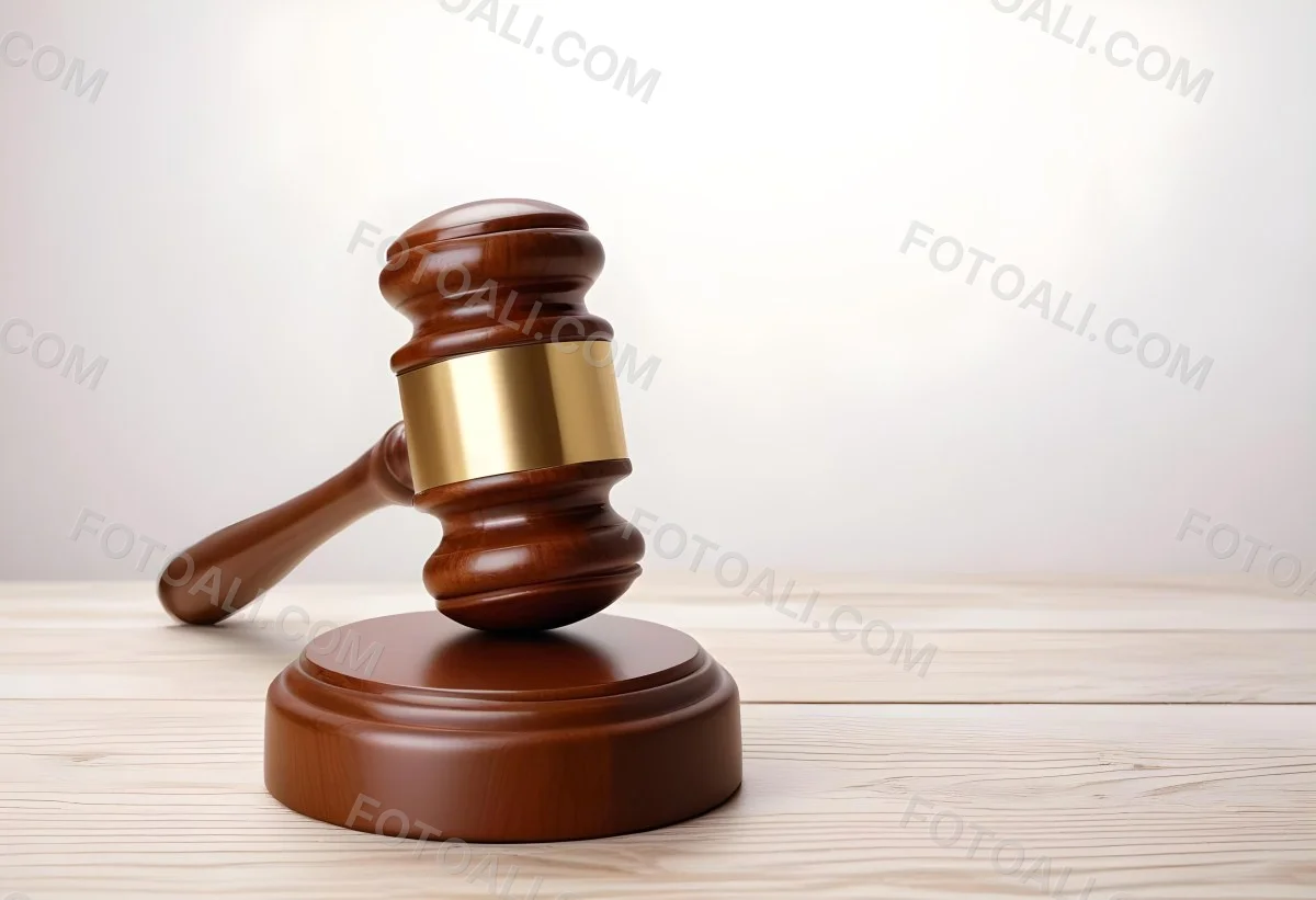 A Wooden Gavel On A Wooden Surface The Gavel Is Brown And Shiny The Background Is White And Blurred The Lighting Is Bright 5 359f