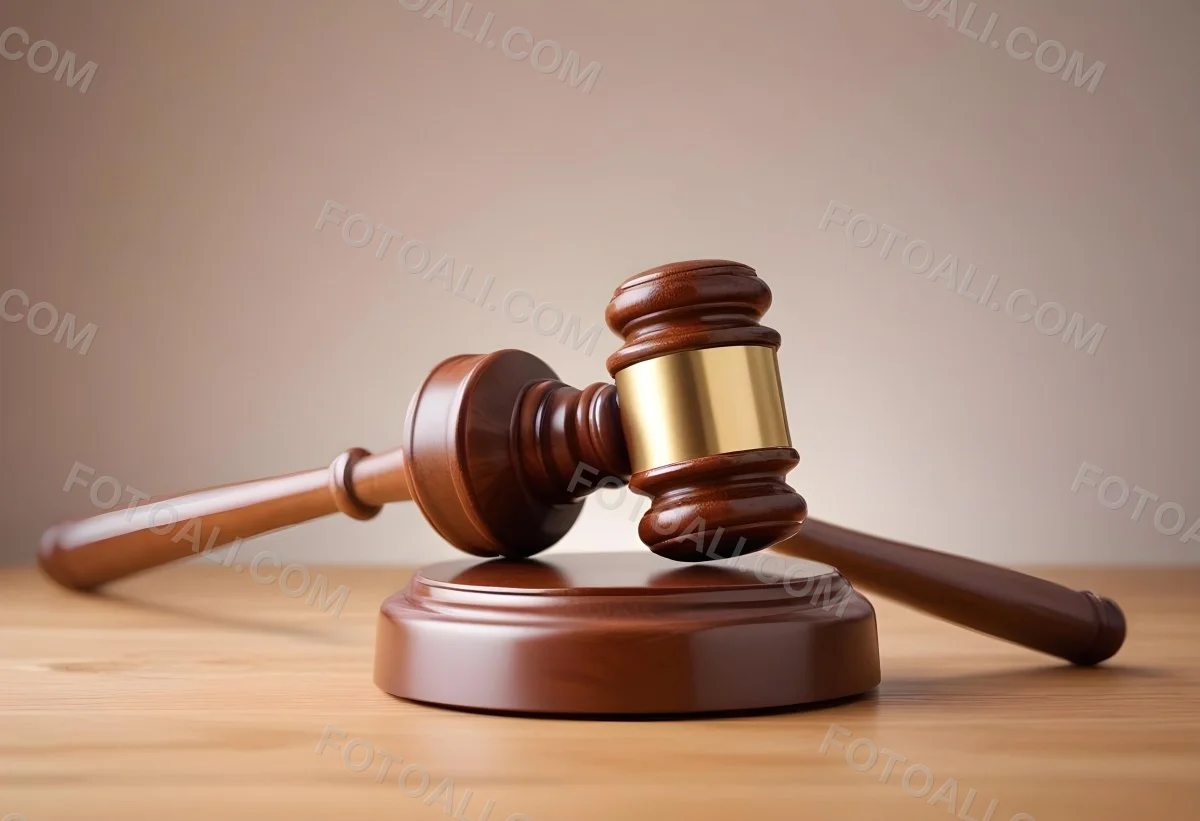 A Wooden Gavel On A Wooden Surface The Gavel Is Brown And Shiny The Background Is White And Blurred The Lighting Is Bright 6 9041