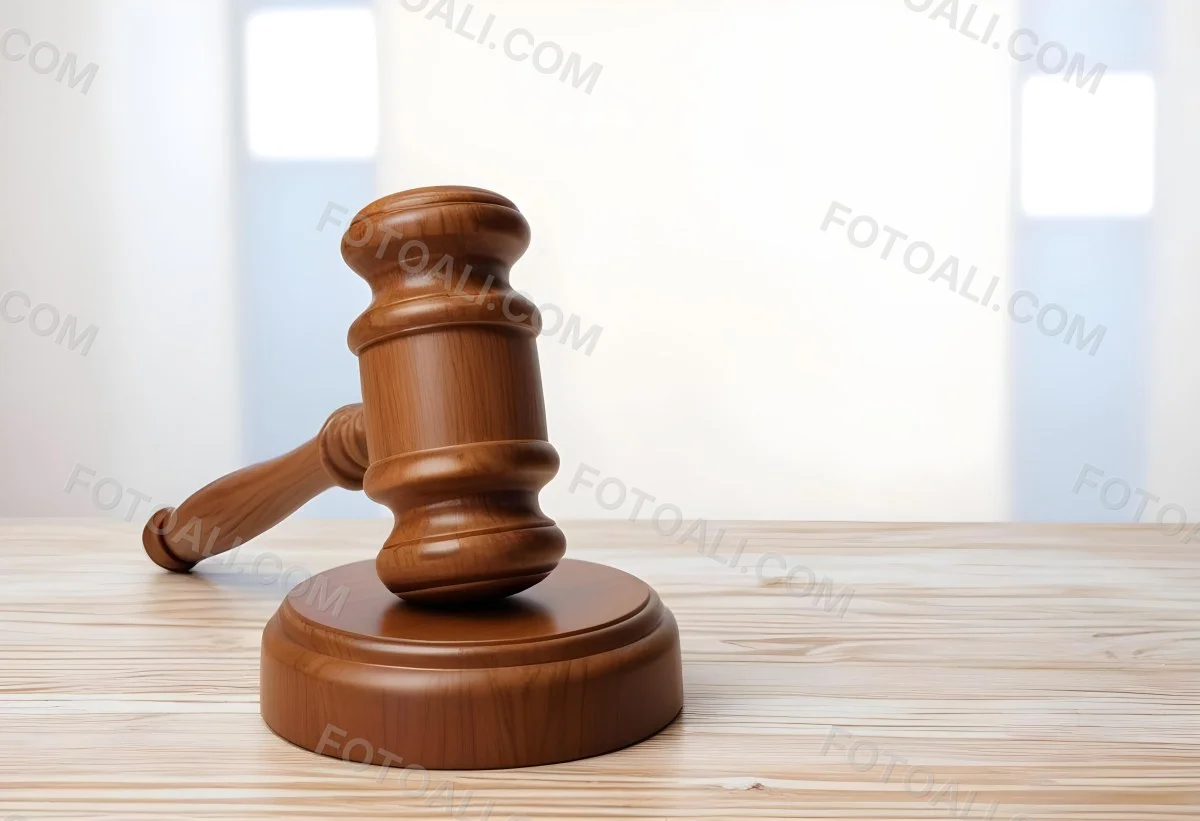 A Wooden Gavel On A Wooden Surface The Gavel Is Brown And Shiny The Background Is White And Blurred The Lighting Is Bright 7 982c