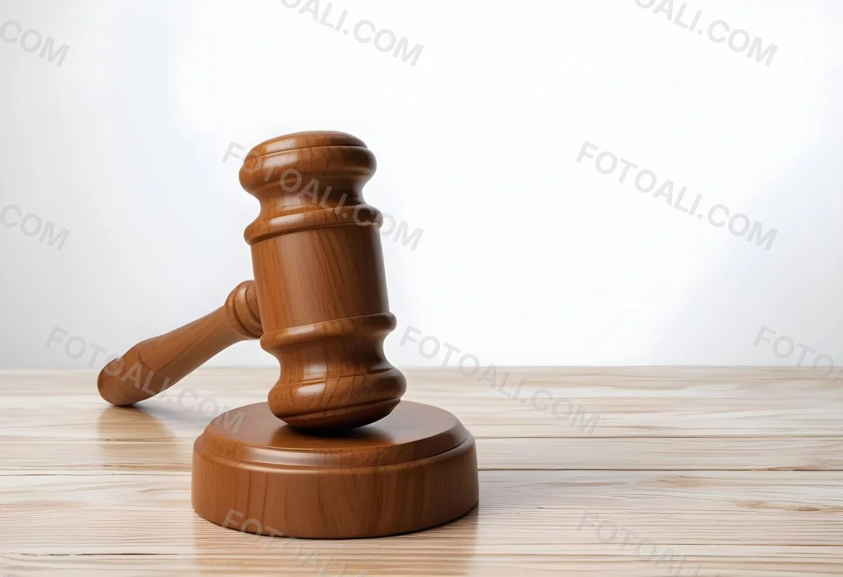 A Wooden Gavel On A Wooden Surface The Gavel Is Brown And Shiny The Background Is White And Blurred The Lighting Is Bright 8 88ba