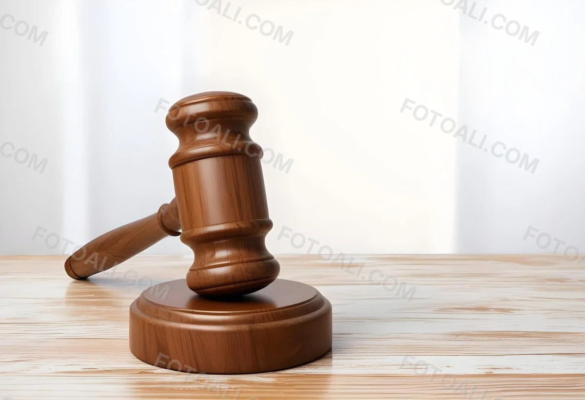 A Wooden Gavel On A Wooden Surface The Gavel Is Brown And Shiny The Background Is White And Blurred The Lighting Is Bright 9 Bdf8
