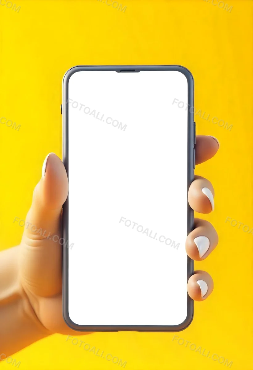 A Yellow Hand Holding A Smartphone With A Yellow Screen In Front Of A White Background 15 6ee7