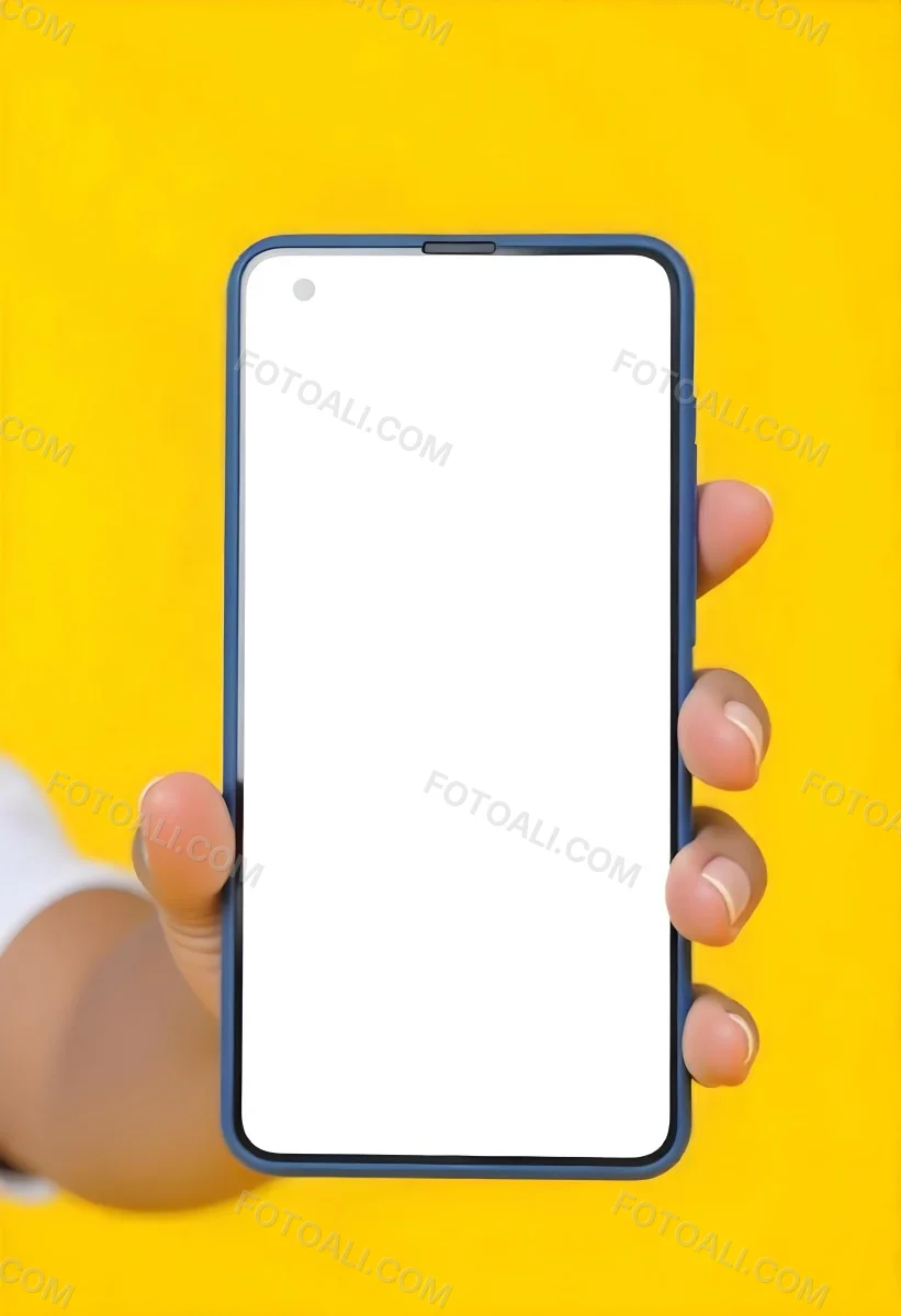 A Yellow Hand Holding A Smartphone With A Yellow Screen In Front Of A White Background 2 D94d