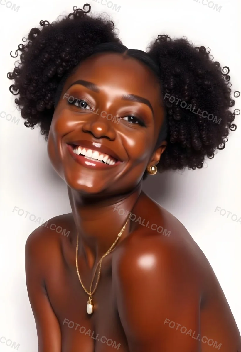 A Young Black Woman With Curly Dark Hair And A Warm Friendly Smile 23 82f1