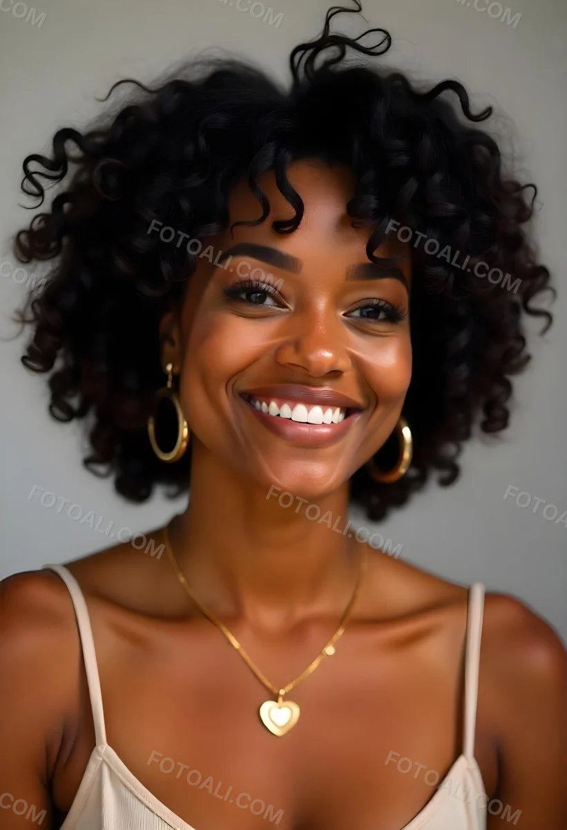 A Young Black Woman With Curly Dark Hair And A Warm Friendly Smile 3 C647