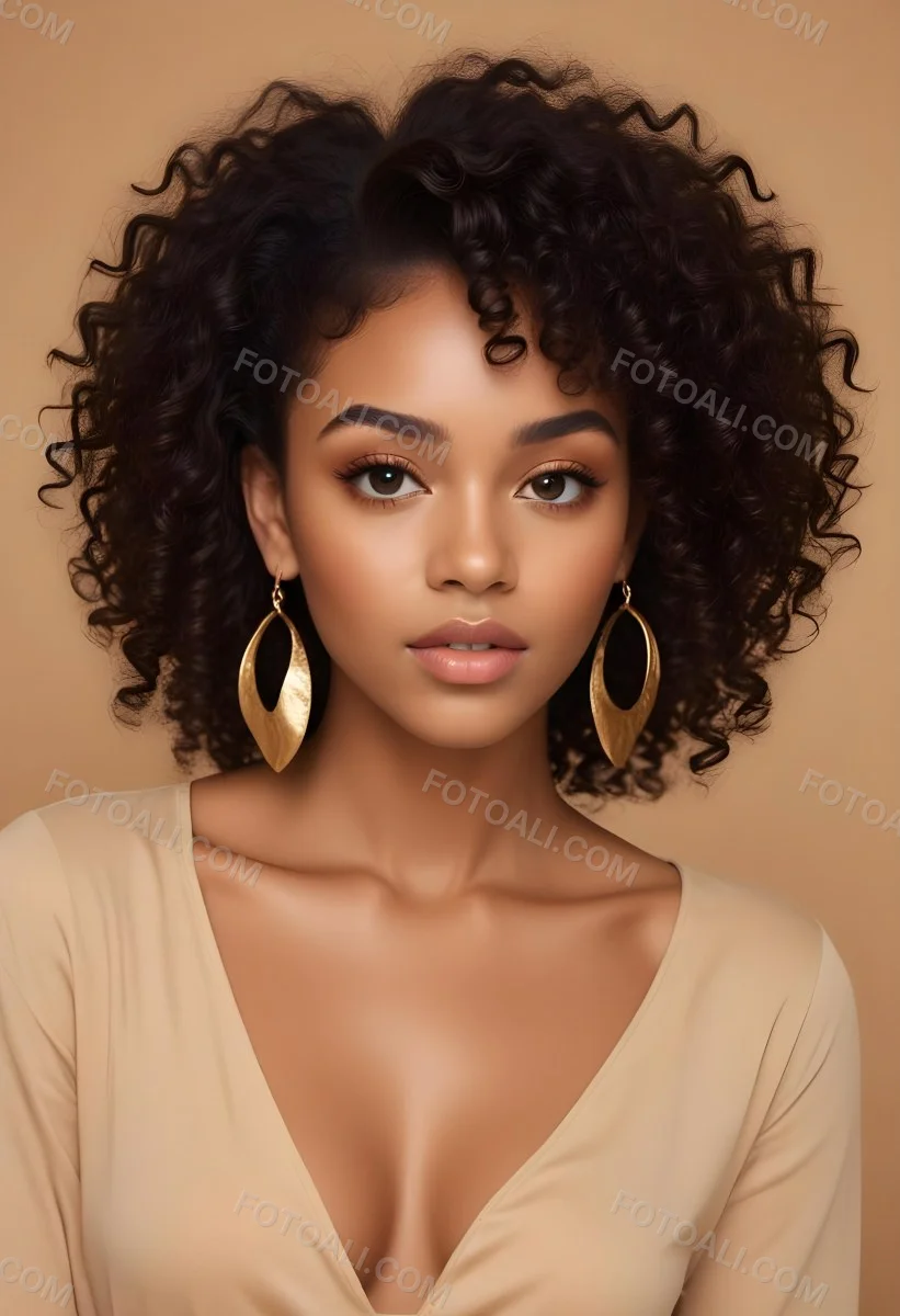 A Young Black Woman With Curly Dark Hair Wearing A Beige Top Looking Directly At The Camera With A Serious Expression 2 Cdd9