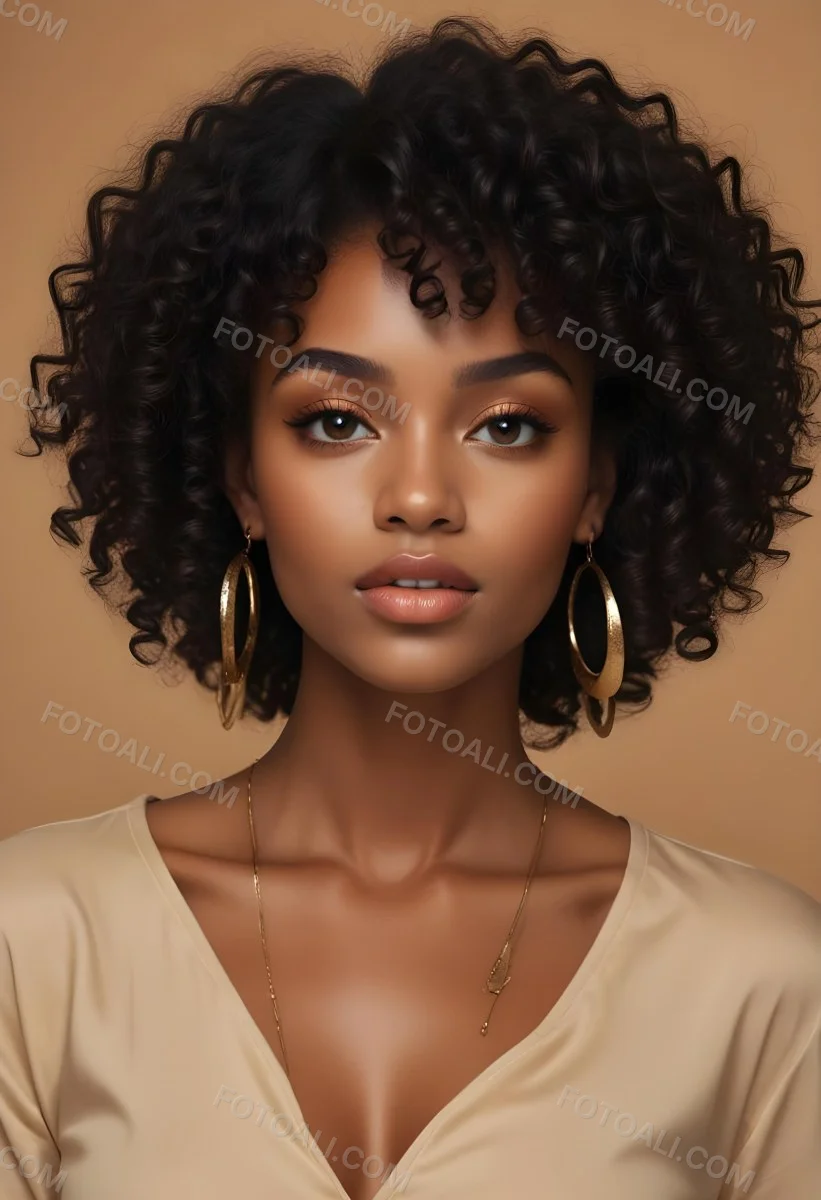 A Young Black Woman With Curly Dark Hair Wearing A Beige Top Looking Directly At The Camera With A Serious Expression 3 2b02