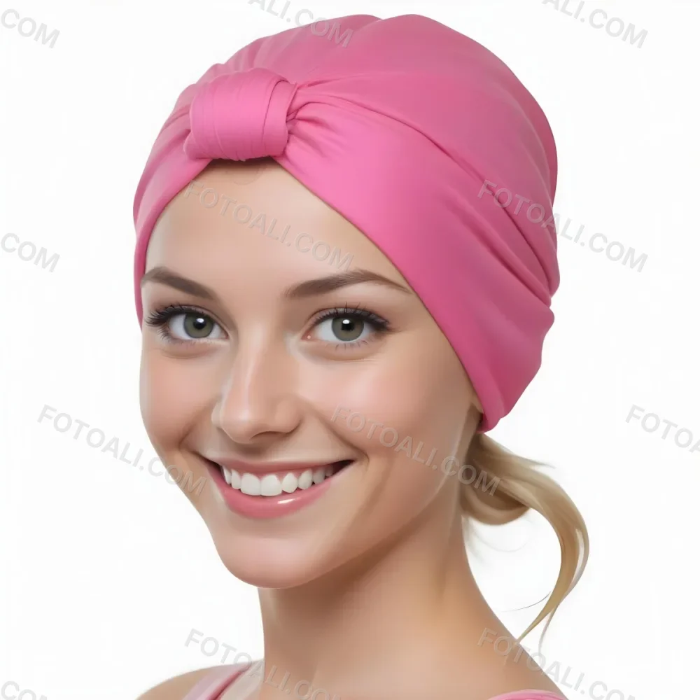 A Young Caucasian Woman With Long Blonde Hair Wearing A Pink Turban Style Headwrap Smiling At The Camera 6 7dba