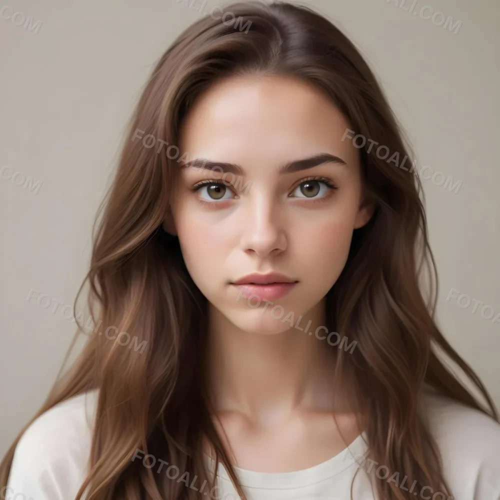 A Young Caucasian Woman With Long Brown Hair And Light Skin Wearing Minimal Makeup And Looking Directly At The Camera With A Neutral Expression 3 E6c6