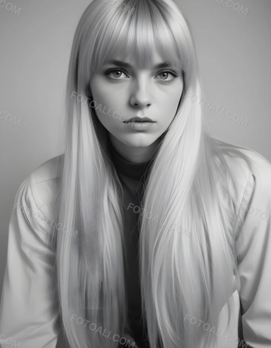 A Young Caucasian Woman With Long Straight Platinum Blonde Hair And Bangs Staring Directly At The Camera With A Serious Expression 3 E00e