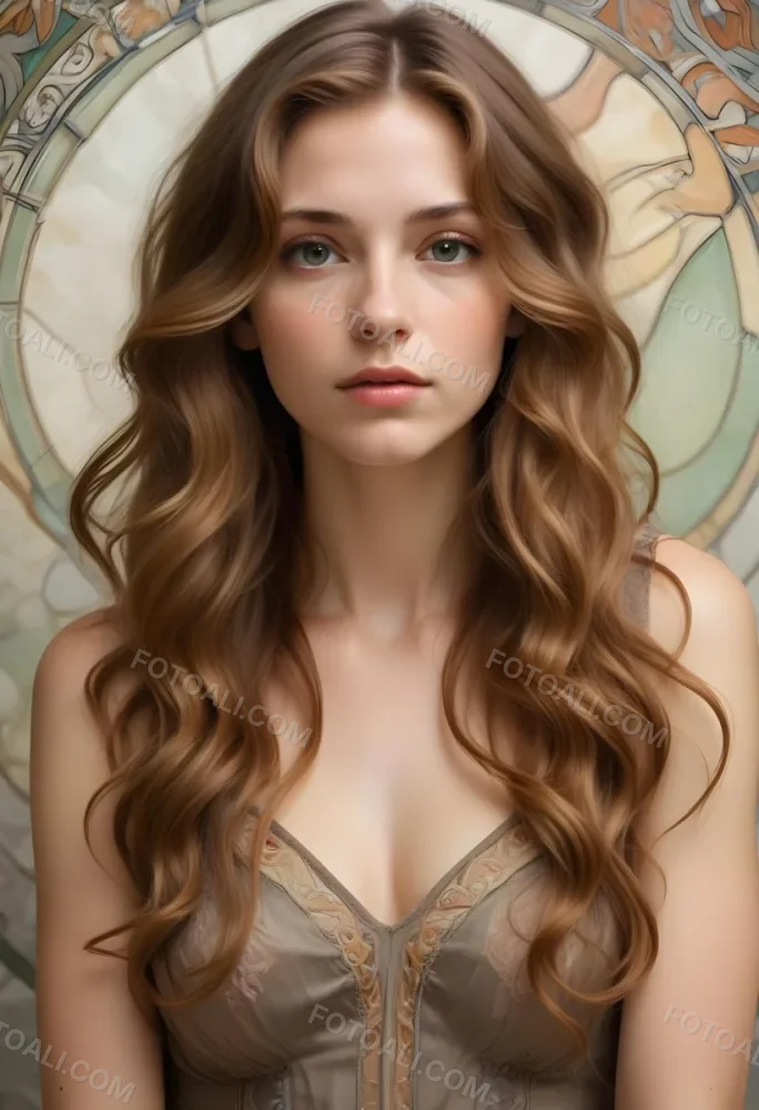 A Young Caucasian Woman With Long Wavy Light Brown Hair And Highlights She Has A Neutral Facial Expression And Is Wearing A Low Cut Top Revealing Her Shoulders 6 Ca3a