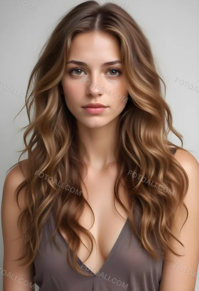 A Young Caucasian Woman With Long Wavy Light Brown Hair And Highlights She Has A Neutral Facial Expression And Is Wearing A Low Cut Top Revealing Her Shoulders 65 D14d