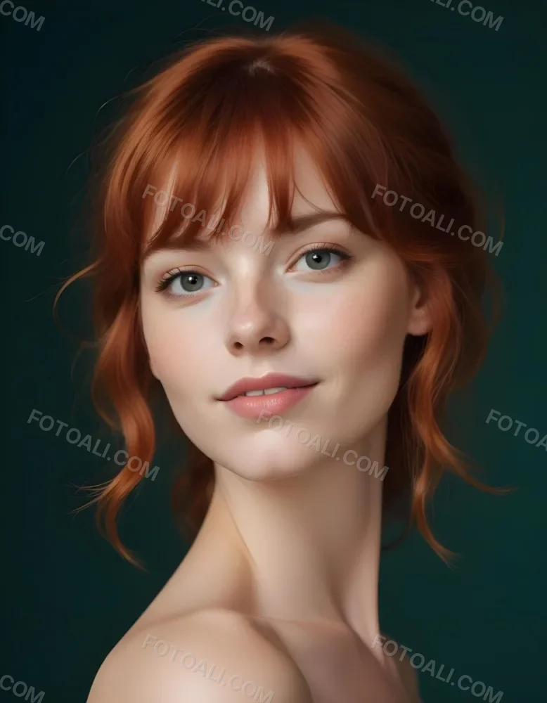 A Young Fair Skinned Woman With Long Wavy Red Hair And Bangs Wearing Minimal Makeup And Looking Directly At The Camera With A Slight Smile 30 4edc
