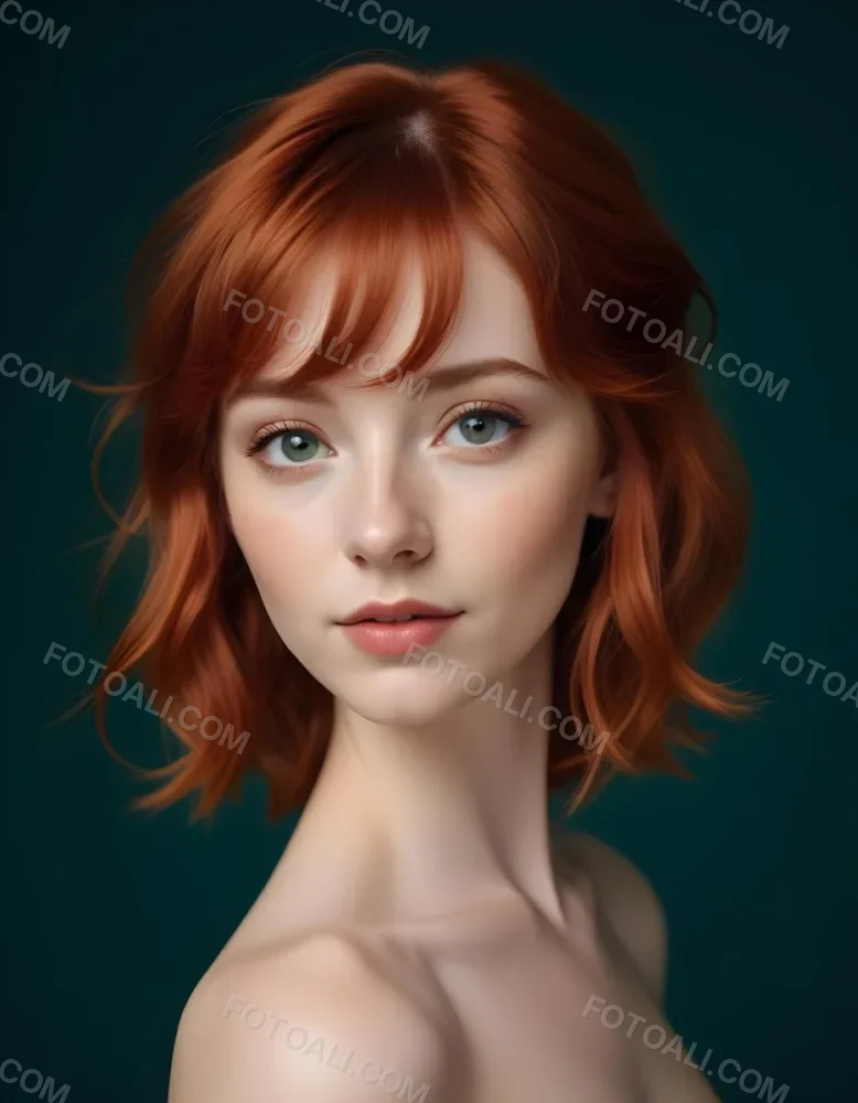 A Young Fair Skinned Woman With Long Wavy Red Hair And Bangs Wearing Minimal Makeup And Looking Directly At The Camera With A Slight Smile 4 50bf