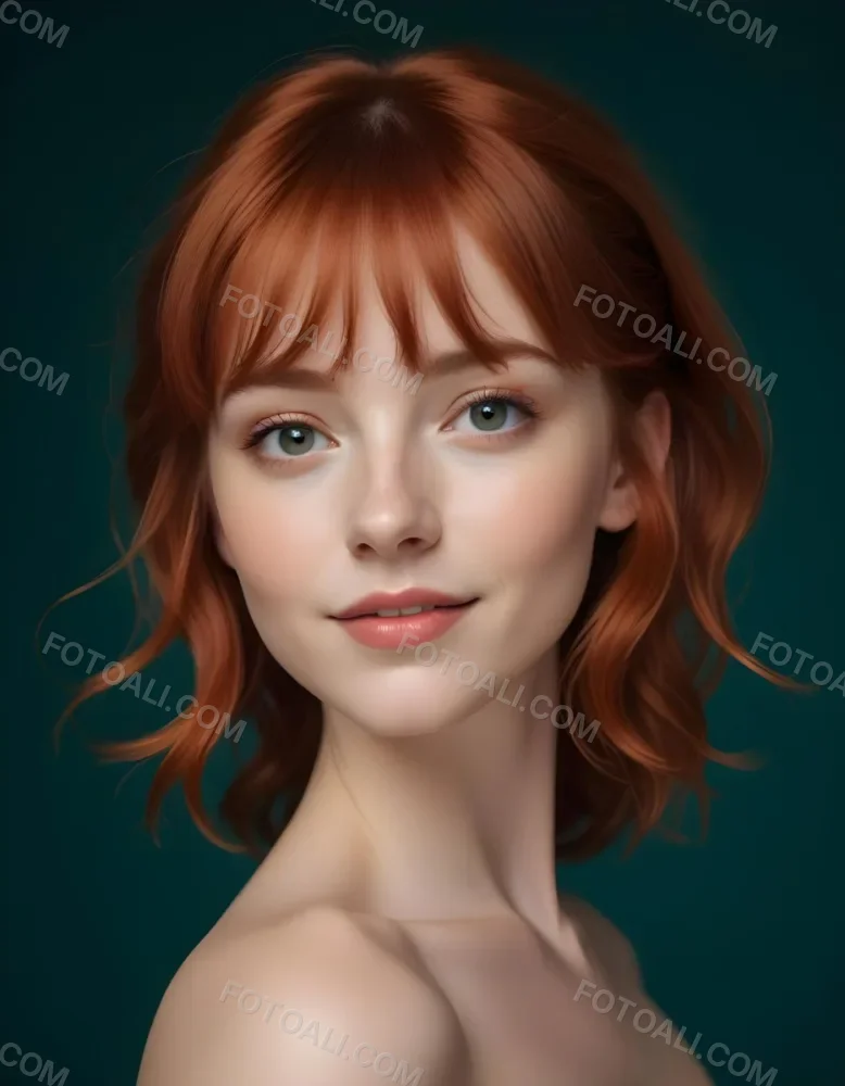 A Young Fair Skinned Woman With Long Wavy Red Hair And Bangs Wearing Minimal Makeup And Looking Directly At The Camera With A Slight Smile 6 55f9