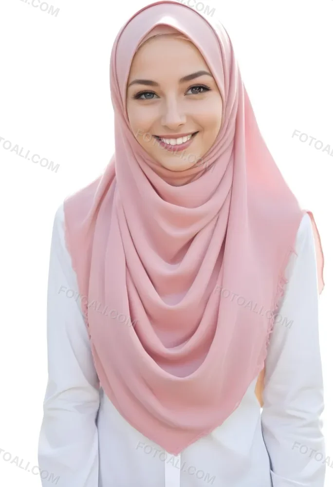 A Young Woman With Light Brown Skin Wearing A Pink Hijab And Smiling At The Camera 14 9fb0