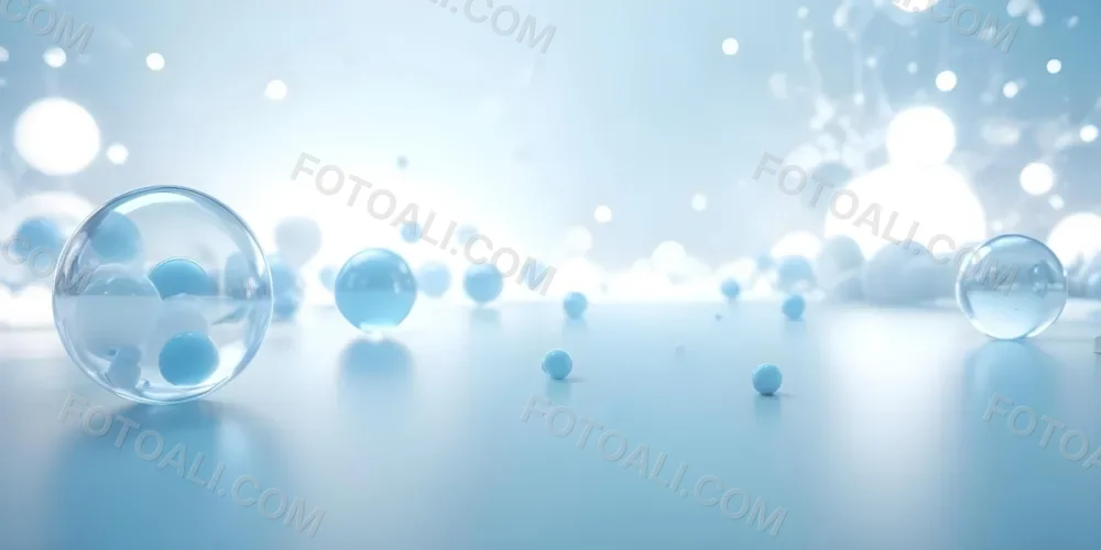 Abstract Background With Light Blue And White Tones With A Blurred Effect Creating A Soft And Dreamy Atmosphere With Some Transparent Spheres In The Foreground 19 35a2