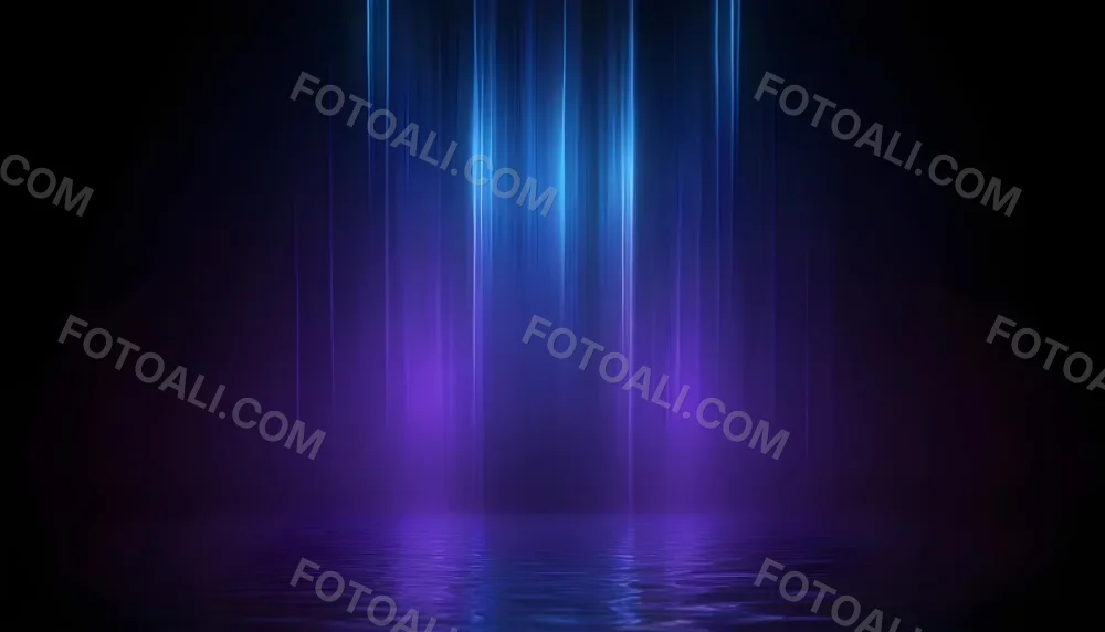 Abstract Background With Vertical Blue And Purple Light Streaks With A Water Reflection Effect At The Bottom Creating A Dynamic And Vibrant Composition 10 5ece