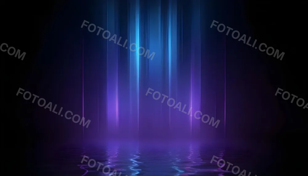 Abstract Background With Vertical Blue And Purple Light Streaks With A Water Reflection Effect At The Bottom Creating A Dynamic And Vibrant Composition 16 8682