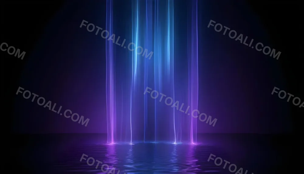 Abstract Background With Vertical Blue And Purple Light Streaks With A Water Reflection Effect At The Bottom Creating A Dynamic And Vibrant Composition 19 403c