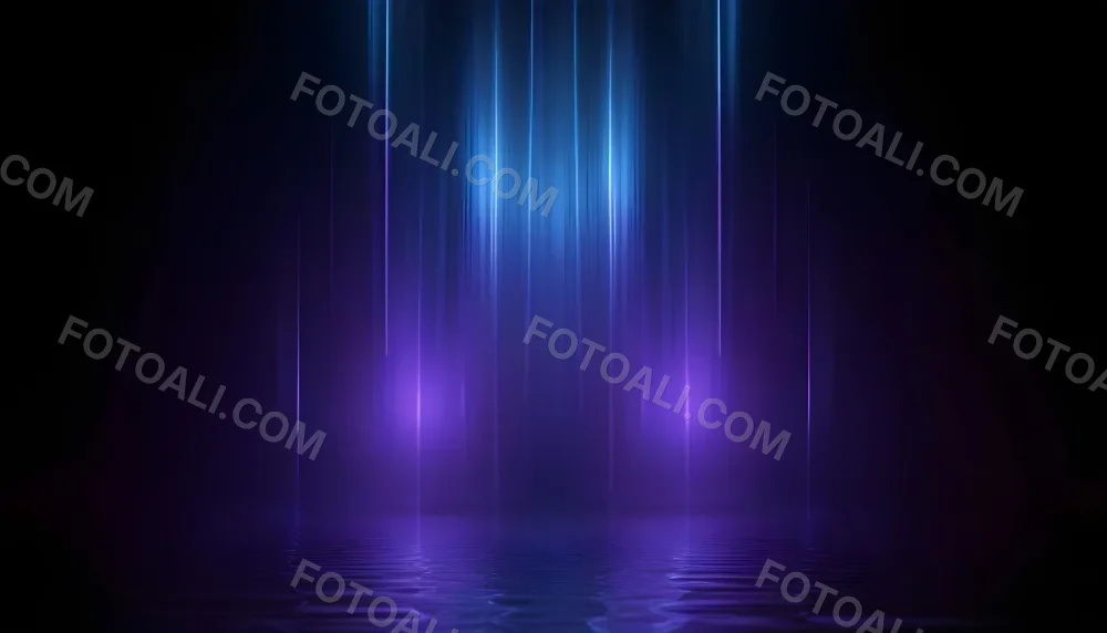 Abstract Background With Vertical Blue And Purple Light Streaks With A Water Reflection Effect At The Bottom Creating A Dynamic And Vibrant Composition 2 4aca