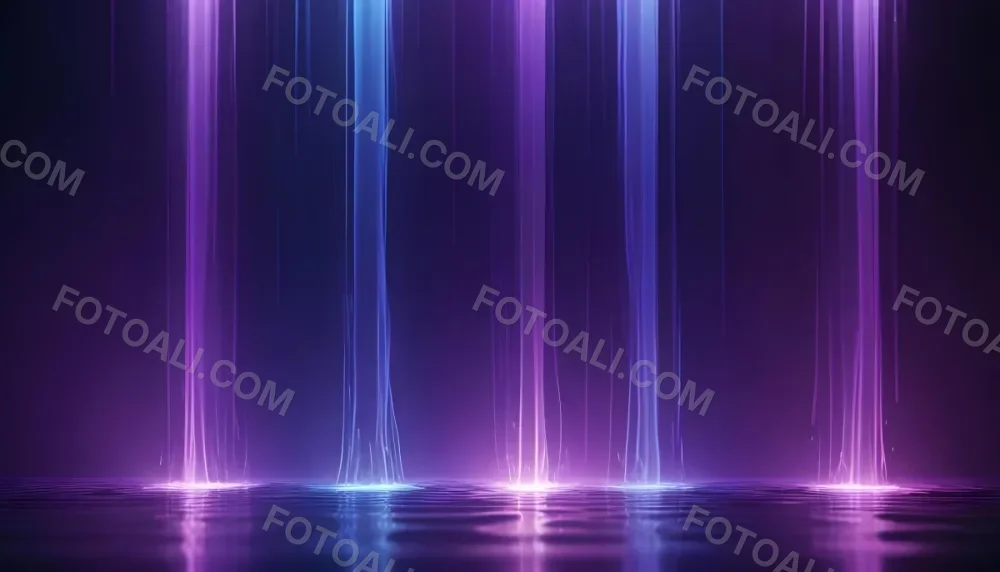 Abstract Background With Vertical Blue And Purple Light Streaks With A Water Reflection Effect At The Bottom Creating A Dynamic And Vibrant Composition 20 C55a