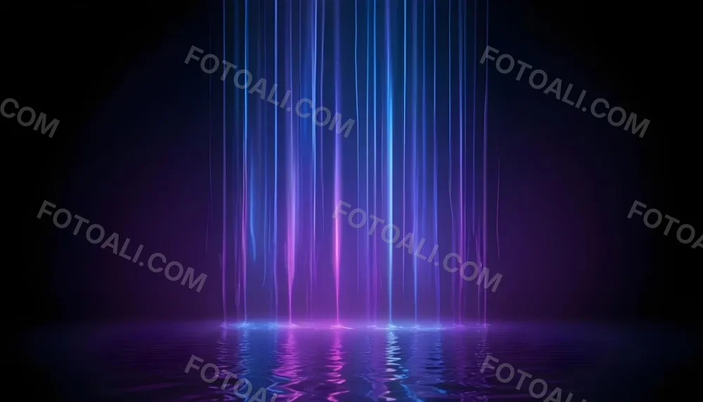 Abstract Background With Vertical Blue And Purple Light Streaks With A Water Reflection Effect At The Bottom Creating A Dynamic And Vibrant Composition 23 3503