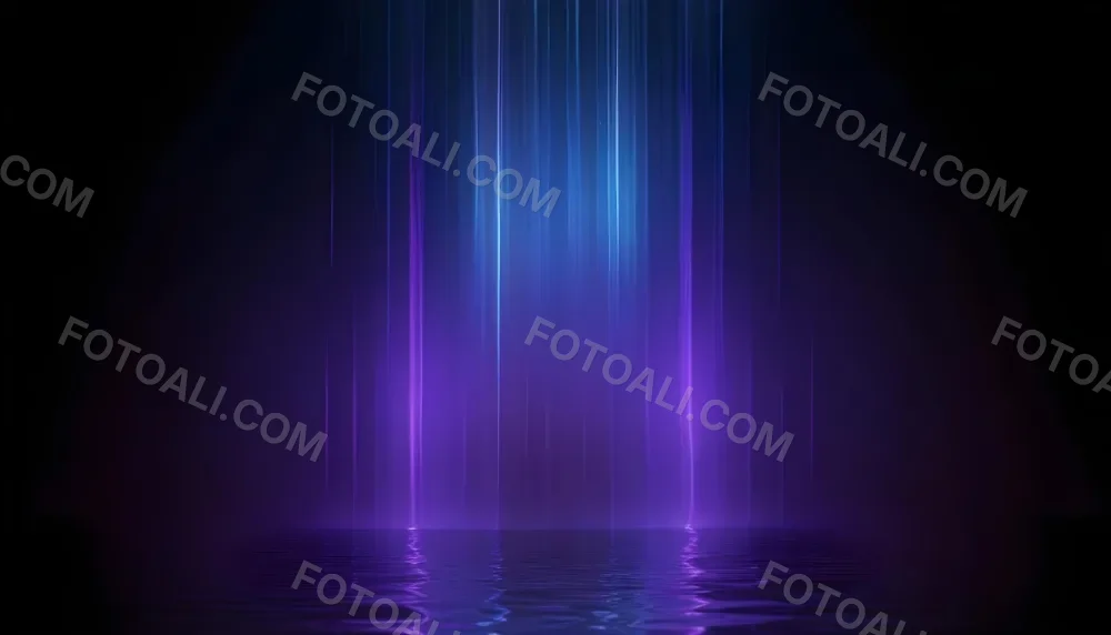 Abstract Background With Vertical Blue And Purple Light Streaks With A Water Reflection Effect At The Bottom Creating A Dynamic And Vibrant Composition 3 Ee32