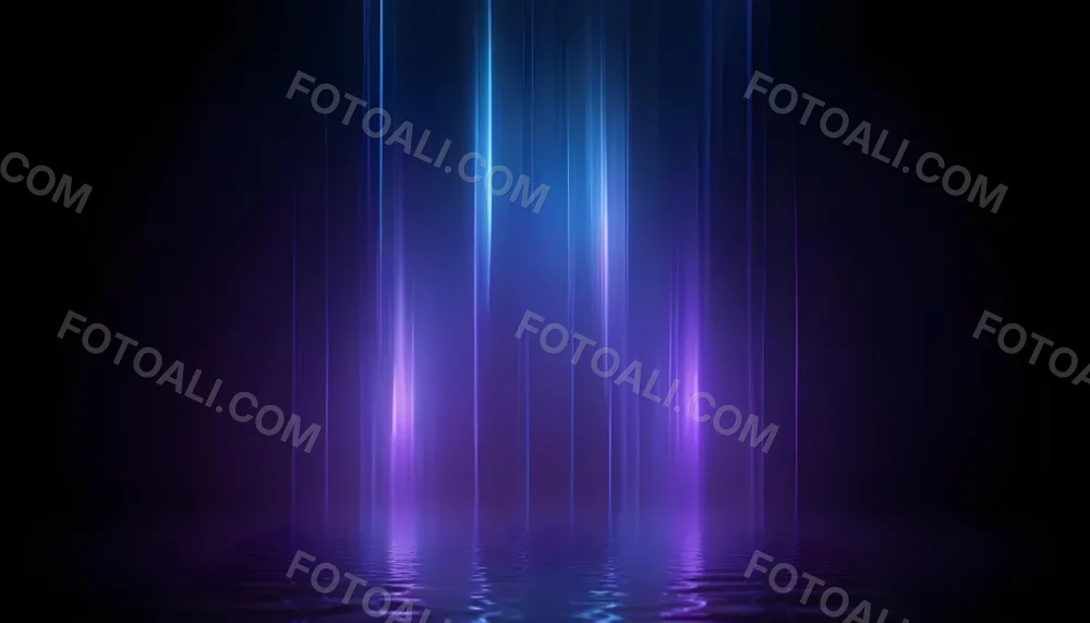 Abstract Background With Vertical Blue And Purple Light Streaks With A Water Reflection Effect At The Bottom Creating A Dynamic And Vibrant Composition 6 9fa9