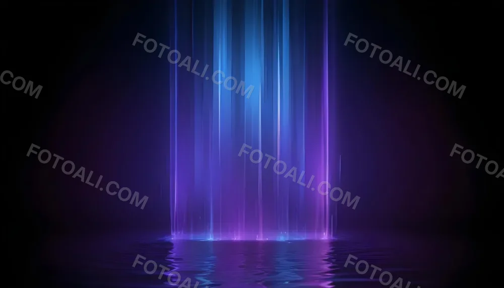 Abstract Background With Vertical Blue And Purple Light Streaks With A Water Reflection Effect At The Bottom Creating A Dynamic And Vibrant Composition 7 1e26